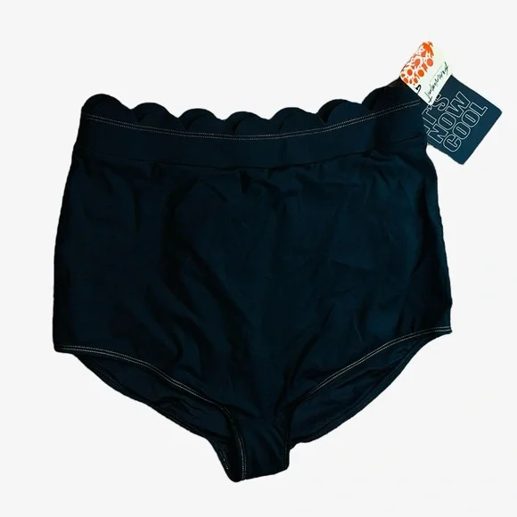 Free People Black Scalloped Bikini BOTTOMS ONLY - Picture 2 of 6
